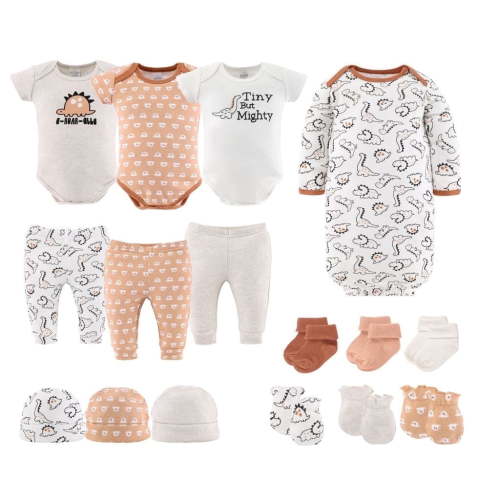 The Peanutshell Newborn Layette Gift Set for Baby Boys or Girls, Tiny Dino, 16 Essential Pieces,0-3 Months