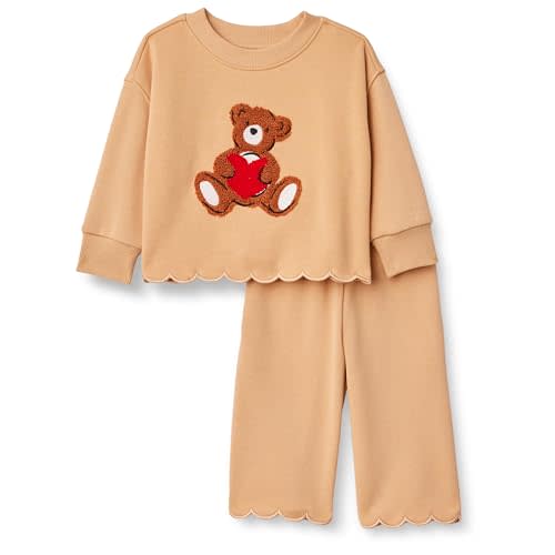 Amazon Essentials x Sofia Grainge Toddlers and Baby Girls' French Terry Sweatshirt Pant and Top Set