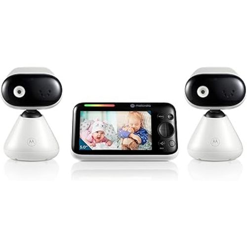 Motorola Nursery Video Baby Monitor with 2 Cameras and Audio, Wall or Table Mount , Long Range, 2-Way Audio, Temperature Sensor, Lullabies, White Noise, No WiFi, PIP1500-2
