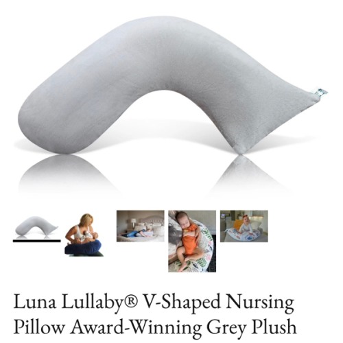 Nursing Pillow - Grey Plush | Reduces Back Pain & Improves Latch - Luna Lullaby