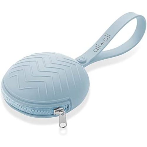 Ali+Oli Silicone Pacifier Case - BPA-Free Pacifier Holder, Multipurpose Pacifier Holder Case, Large Capacity Silicone Pouch For Baby Pacifiers or Travel Bag Accessories, 3" in Diameter, Dream Blue