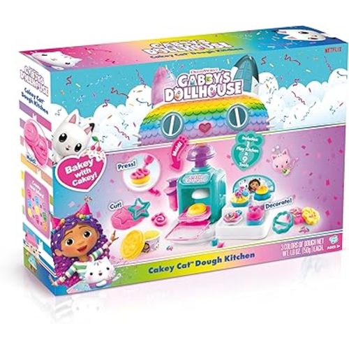 Gabby’s Dollhouse™ Cakey Cat™ Dough Kitchen! Make Your own Meow-Mazing Pretend Play Treats with Colorful Dough! Age 3+