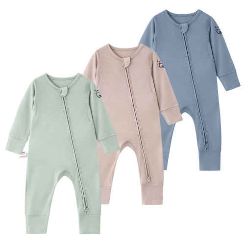 ClimaCuddle® Zipped Baby Romper - Merino Wool & Rayon Bamboo 3-Pack Bundle