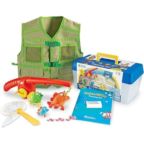 Learning Resources Pretend & Play Fishing Set - 11 Pieces, Ages 3+ Toddler Pretend Play Toys, Preschool Learning Toys, Fishing Pole for Kids, Fisherman Costume