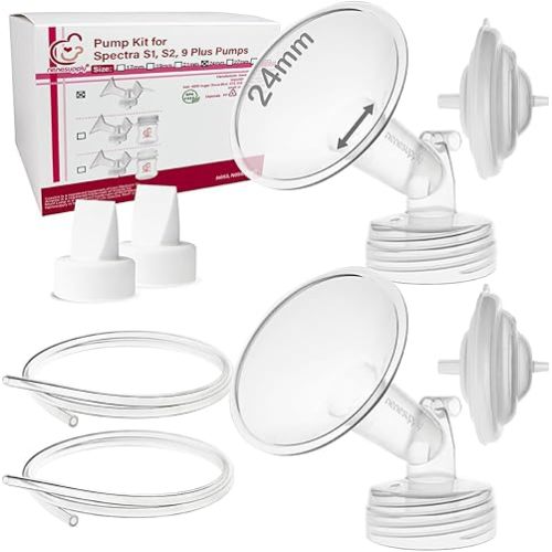 Nenesupply 24mm Flange Pump Parts Compatible w Spectra S2 S1 Breast Pumps Replacement Kit for Spectra Pump Parts S2 Parts S2 Accessories Inc Flange Duckbill Valve Backflow Protector