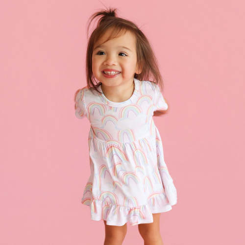 April Ruffled Twirl Bodysuit Dress