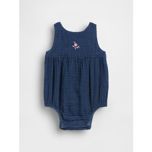 Baby Cotton Gauze Denim Bubble Bodysuit