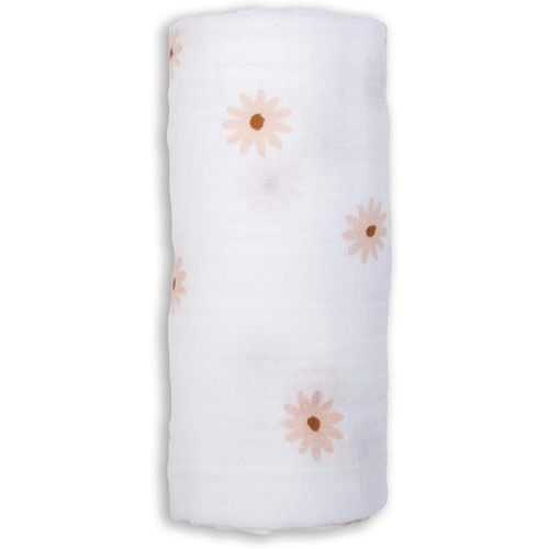 lulujo Baby Swaddle Blanket | Unisex Softest 100% Cotton Muslin Swaddle Blanket| Neutral Receiving Blanket for Girls & Boys | 40in x 40in | Baby Gift| Daisies