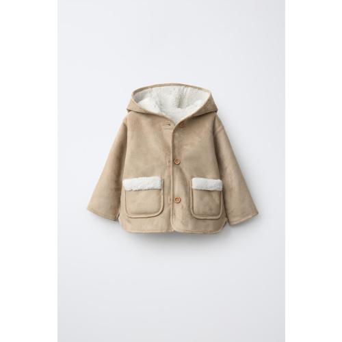 REVERSIBLE FAUX SHEARLING HOODIE JACKET - Light sand | ZARA United States