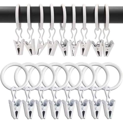 Amazon.com: WeeksEight 100 Pack White Curtain Rings with Clips, Curtain Hooks Hangers Clip Rings for Hanging Drapes Bows Hat, Drapery Rings 1 in I D, Fits up to 5/8 in Diameter Curtain Rod.