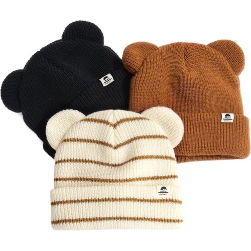 FURTALK Baby Beanie with Bear Ear Warm Knit Winter Hat for Infant Toddlers