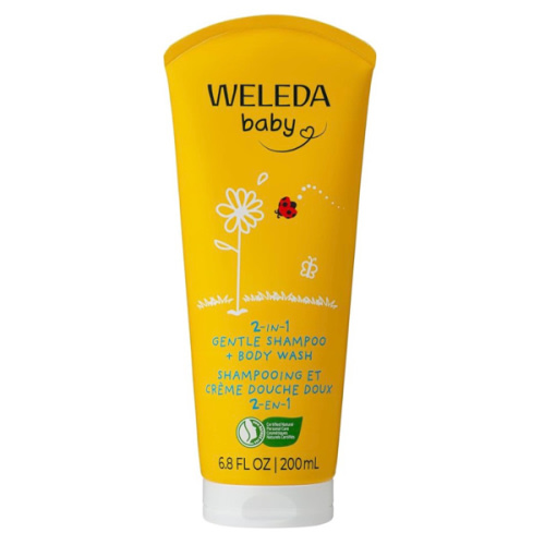 Weleda Baby Calendula 2-in-1 Gentle Shampoo and Body Wash, 6.8 Fluid Ounce, Plant Rich Cleanser with Calendula and Sweet Almond Oil