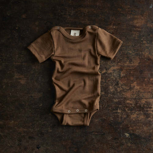 Baby Merino Wool Silk Body in brown - size 0-3m – MamaOwl