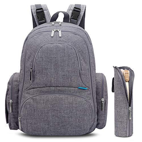 CoolBELL Diaper Backpack With Insulated Pockets/Large Size Water-resistant Bag/Multi-functional Travel Knapsack Include Pad (Grey)