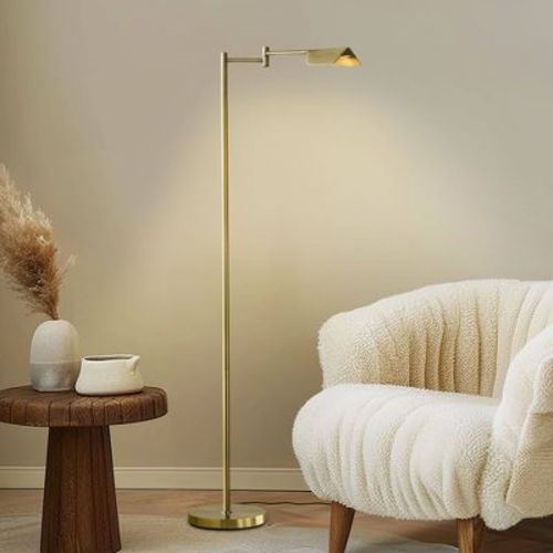 Brightech Leaf Modern Dimmable Integrated LED Swing Arm Arc Floor Lamp Antiqued Brass: Swingarm, 3-Way Touch Sensor, UL Listed