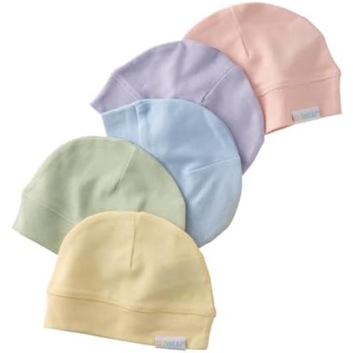Charlie 5-Pack Caps 100% Organic Cotton Beanie Hats for Newborn and Baby Girls, Boys, Unisex​