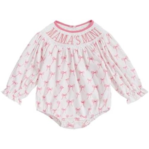 Newborn Baby Girl Romper Clothes Embroidery Long Sleeve Pleated Smock Bubble Jumpsuit Bodysuit Fall Winter Outfits