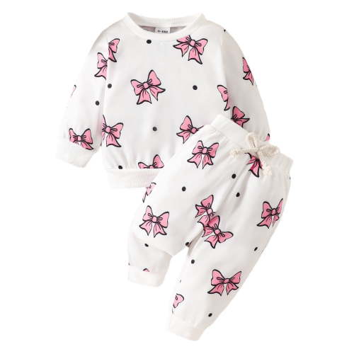 Caqnni Toddler Baby Girl Fall Winter Clothes 2T 3T 4T 5T Outfits Long Sleeve Knitted Cotton Tops Pants Clothes Set for Girls 6 9 12 18 24 Months，12-18 Months，White