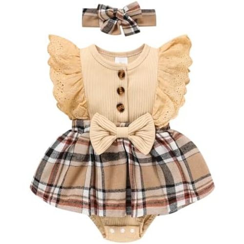 Sinhoon Baby Girl Clothes Newborn Ruffled Sleeveless Romper Floral Dreesy Bodysuit Heaedband 3pcs Baby Girl Summer Clothes