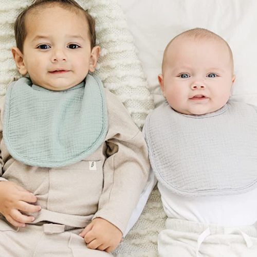 Konssy Muslin Baby Bibs 8 Pack Baby Bandana Drool Bibs Cotton for Unisex Boys Girls, 8 Solid Colors Set for Teething Drooling - Blue