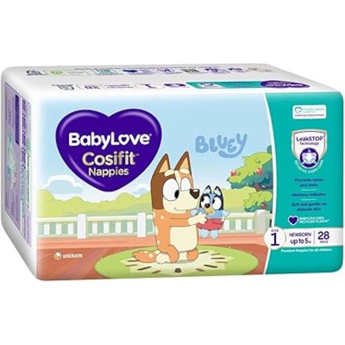 BabyLove Cosifit Newborn Nappies, Size 1 (Up to 5kg) | Starter Pack (28 pieces)