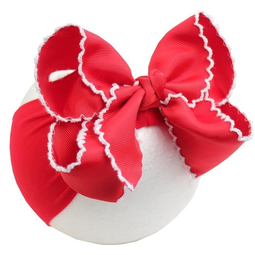 6'' Jumbo Red Baby Girls Bow Headbands, Soft Nylon Headwraps