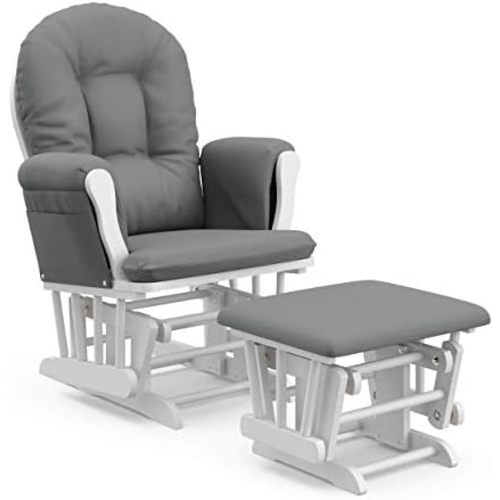 Storkcraft Premium Hoop Glider & Ottoman, White/Gray