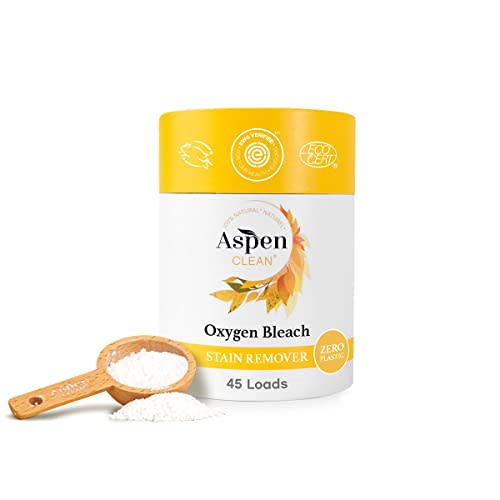 Unscented Oxygen Bleach Powder and Color Safe Stain Remover by AspenClean, Zero plastic, EWG Verified™, Vegan, Non-Bio, Hypoallergenic, Bleach Alternative - 45 Loads