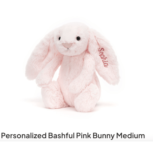 Personalized Bashful Pink bunny Jellycat