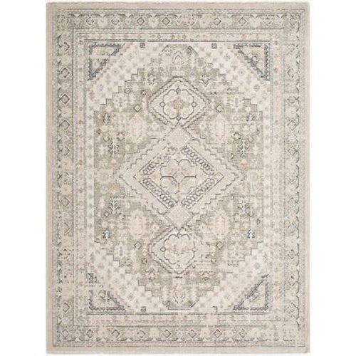 Hauteloom Burlada Living Room, Bedroom Area Rug - Traditional - Ivory, Cream, Sage Green - 6'7" x 9'