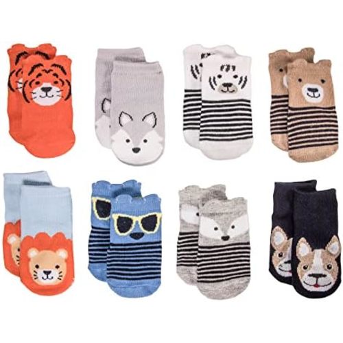 Little Me 8-Pack Baby Socks, Animal Charter Themed, 0-12 Months