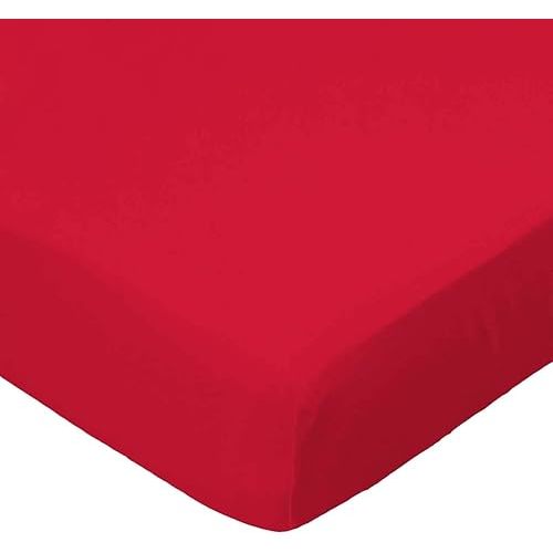 SheetWorld Fitted 100% Cotton Jersey Portable Mini Crib Sheet 24 x 38, Solid Red, Made in USA