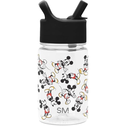 Simple Modern Disney Mickey Mouse Kids Water Bottle Plastic BPA-Free Tritan Cup with Leak Proof Straw Lid | Reusable and Durable for Toddlers, Boys | Summit Collection | 12oz, Mickey Mouse Retro