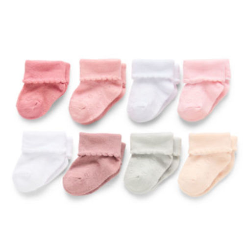 Mini Organics BY NEW YORK Baby Girls 8 Pair Crew Socks