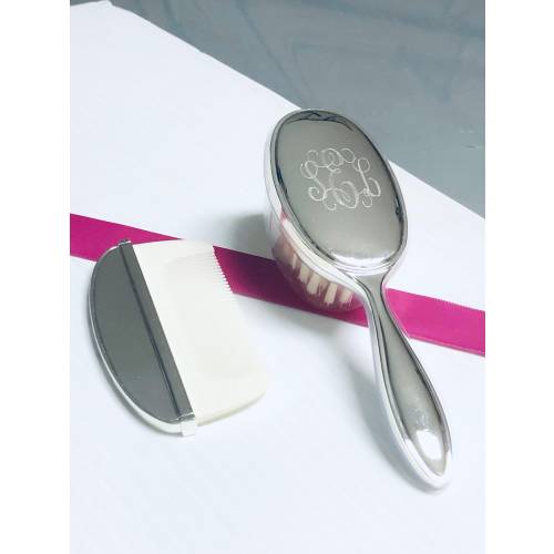 Baby Girls Silver Brush and Comb Set Personalized Free Engraving Free Shipping USA