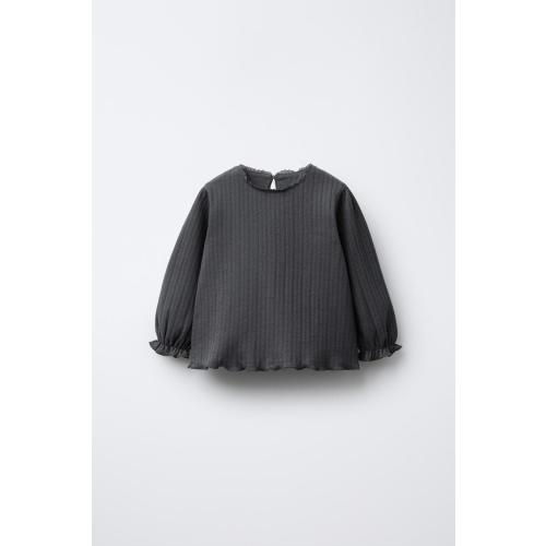 POINTELLE LACE TOP - Anthracite grey | ZARA United States