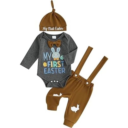 St Patricks Day Baby Boy Outfit My 1st St. Patricks Day Romper Onesie Suspender Pants Set With Beanie Hat