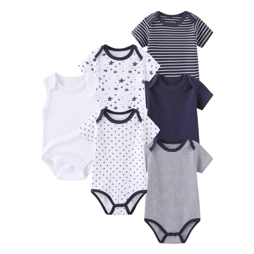 BABYSOLIS 6 Pack Unisex Baby Boy Girl Rompers 0-12months Infant Short Sleeve Bodysuits New Born Soft Cotton One-Piece Clothes