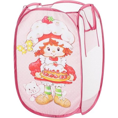 Idea Nuova Pop Up Hamper with Durable Carry Handles for Laundry, Nursery, Storage,Strawberry Shortcake