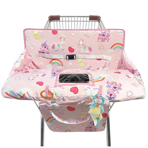 Shopping Cart Cover for Baby,2-in-1 High Chair Cover with Portable Cloth Bag,Cart Seat Pad for Babies Grocery Cushion Cover Restaurant,Suitable for All Supermarkets