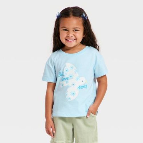 Toddler Girls' Bird Oversized T-Shirt - Cat & Jack™ Light Blue 2T