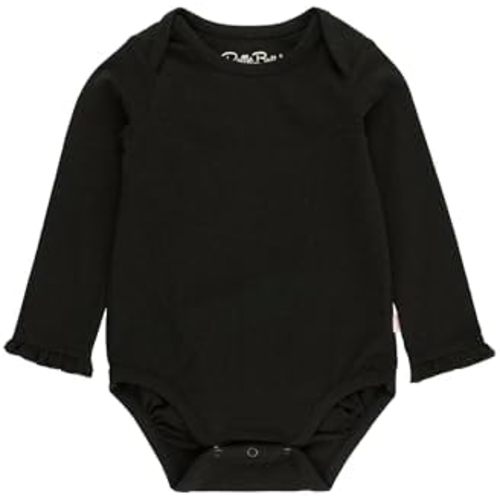 RuffleButts Baby/Toddler Girls Knit Long Sleeve Ruffle Layering Bodysuit with Snaps