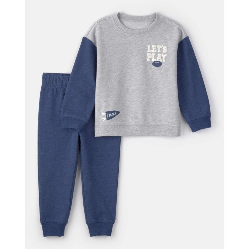 Toddler Boy Varsity French Terry Sweatshirt & Pant Set - Grey/Navy | Carter's