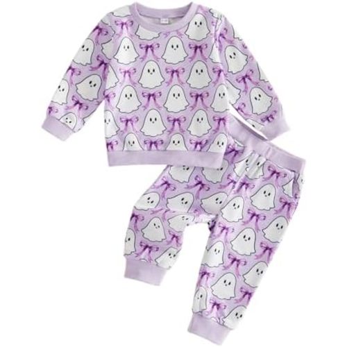 Kaipiclos Baby Girl Fall Clothes 6 12 18 24 Month 3T Halloween Baby Outfit Pumpkin Bow Crewneck Sweatshirts Joggers Pants Set
