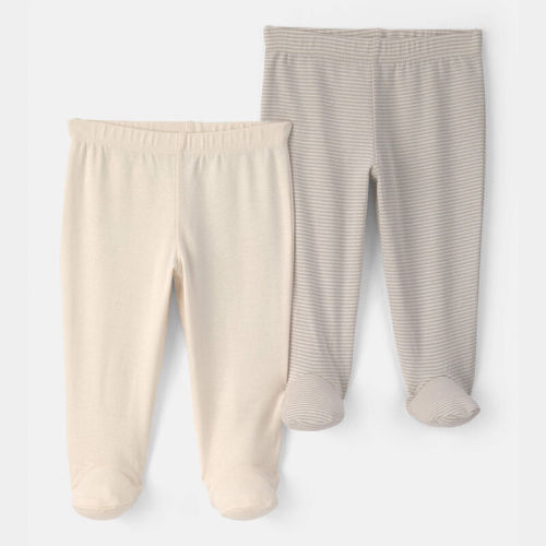 Baby 2-Pack Footed Pull-On Pants - Grey/Ivory | Carter’s Oshkosh Canada
