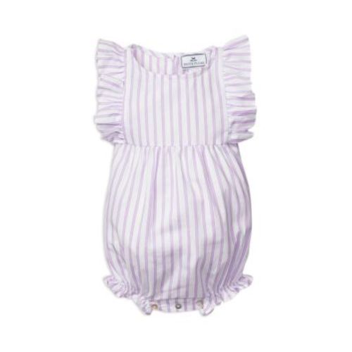 Girls' Lavender French Ticking Ruffled Romper - Baby