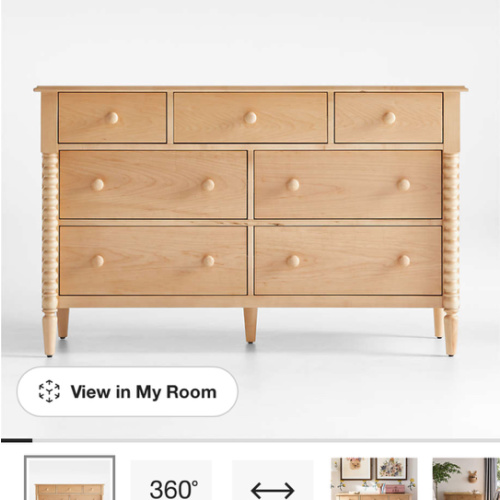 Jenny Lind 54" Maple Wood Wide 7-Drawer Kids Dresser