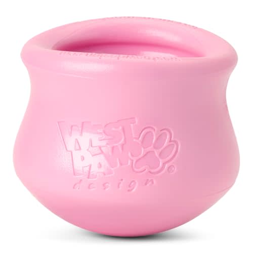 WEST PAW Zogoflex Limited Edition Toppl Treat Dispensing Dog Toy Puzzle – Interactive Chew Toys for Dogs – Dog Toy for Moderate Chewers, Fetch, Catch – Holds Kibble, Treats, Small 3", Bubblegum