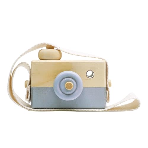 Baby Toy Wooden Mini Camera Toy, Baby Kids Cute Mini Sharpe Toy, Neck Hanging Photographed Props for Baby Toddlers Children Kids' Room Hanging Decor Gift (Gray)