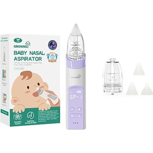 GROWNSY Nasal Aspirator for Baby with 2 Larger Suction Chambers and 6 Food-Grade Soft Silicone Tips, Purple